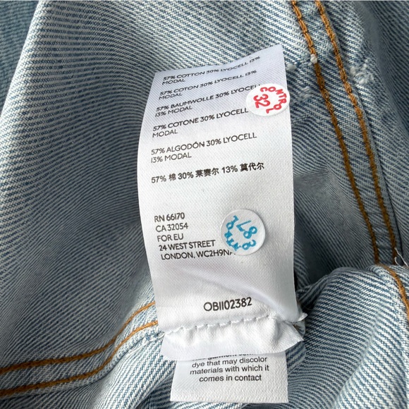 MWT Free People Amelia Slouchy Denim Jacket XS Distressed Cropped Blue Trucker - Picture 14 of 16